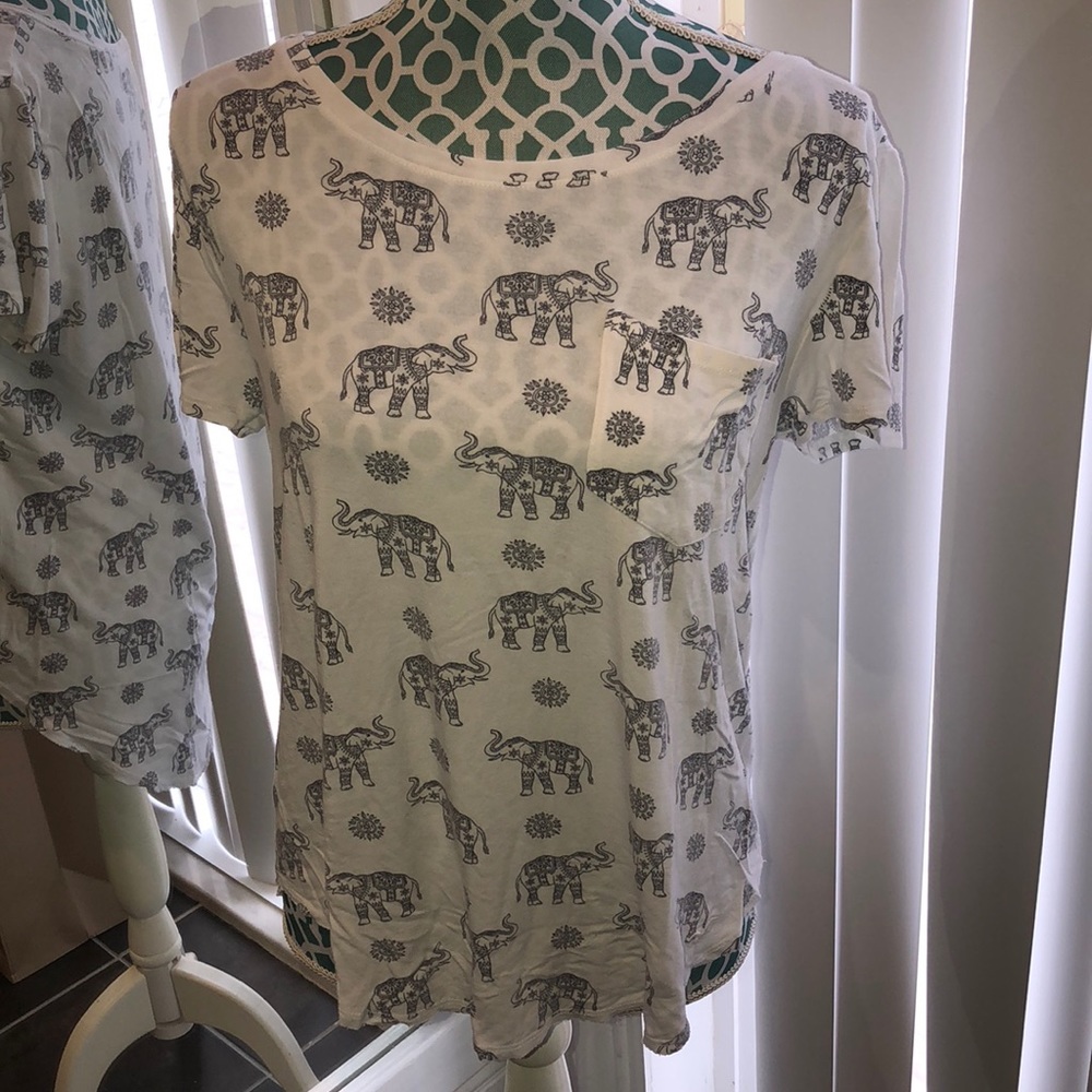 White Hollister Elephant Print T-Shirt